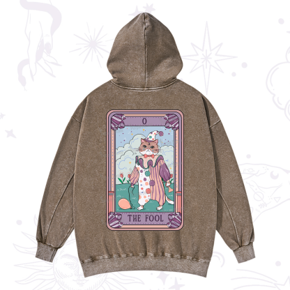 Purplehecate The Fool Tarot Card Washed Hoodie