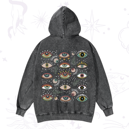 Purplehecate Evil Eye Array Washed Hoodie