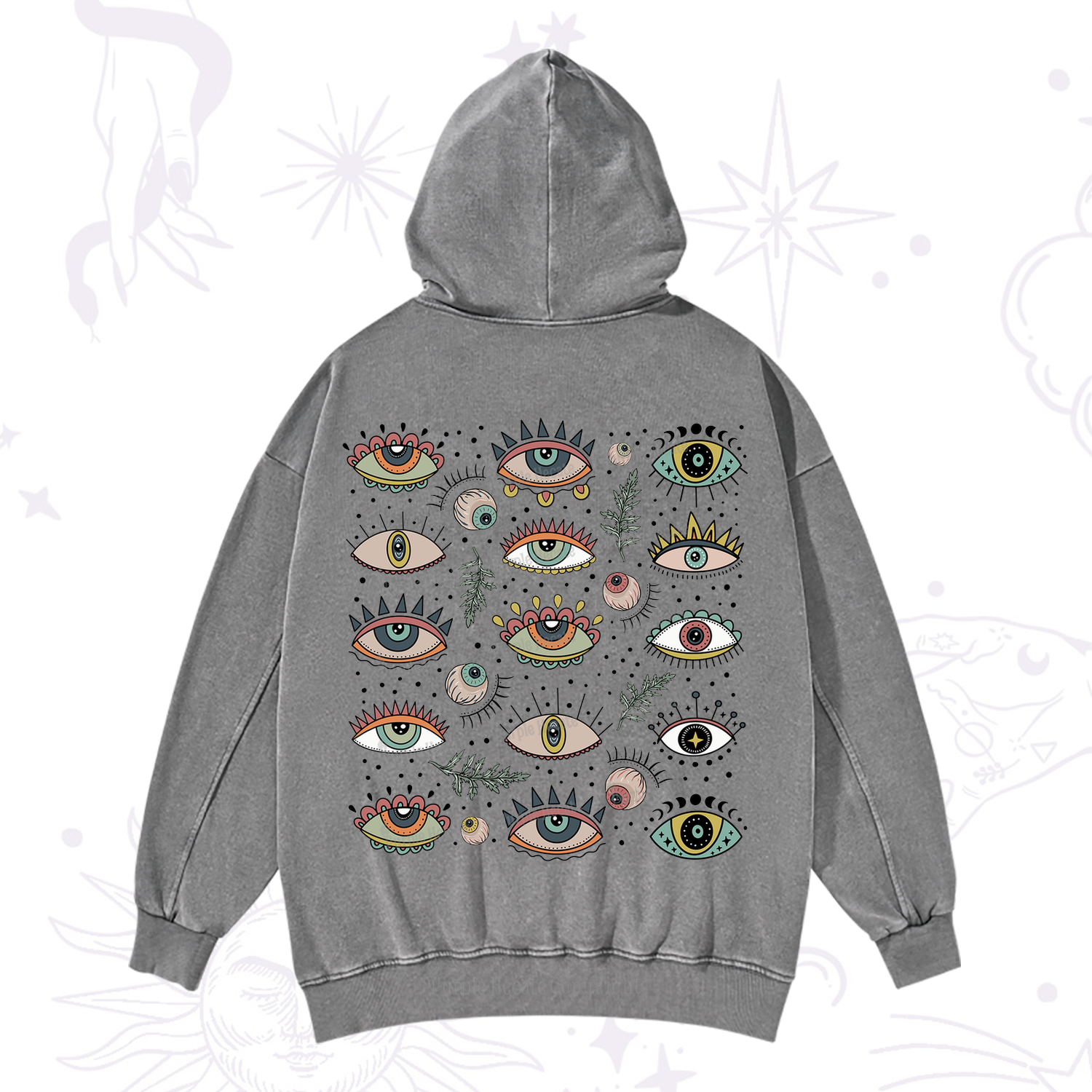 Purplehecate Evil Eye Array Washed Hoodie
