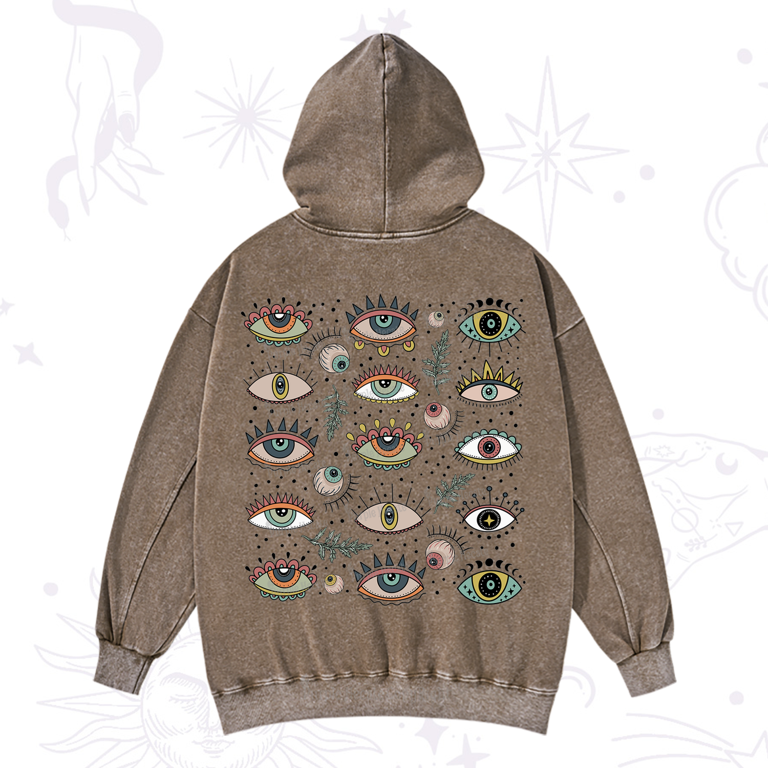 Purplehecate Evil Eye Array Washed Hoodie