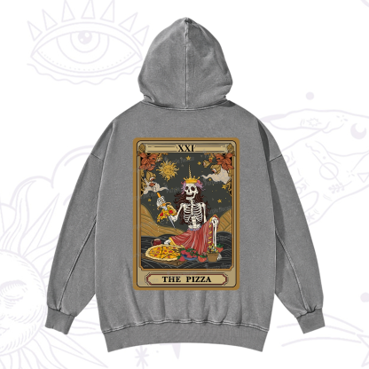 Purplehecate The Pizza Tarot Card Washed Hoodie