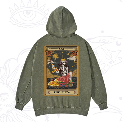 Purplehecate The Pizza Tarot Card Washed Hoodie