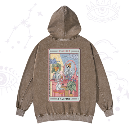 Purplehecate I Am Fine Tarot Card Washed Hoodie