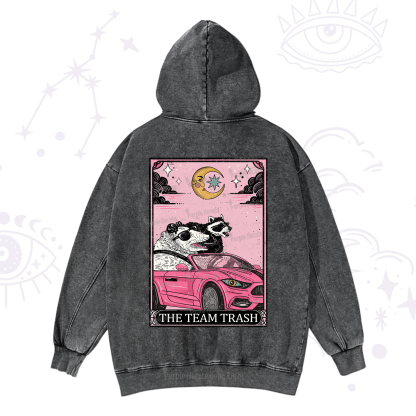 Purplehecate The Team Trash Tarot Card Washed Hoodie