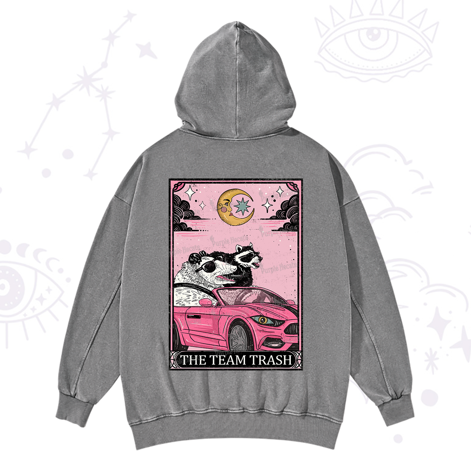 Purplehecate The Team Trash Tarot Card Washed Hoodie