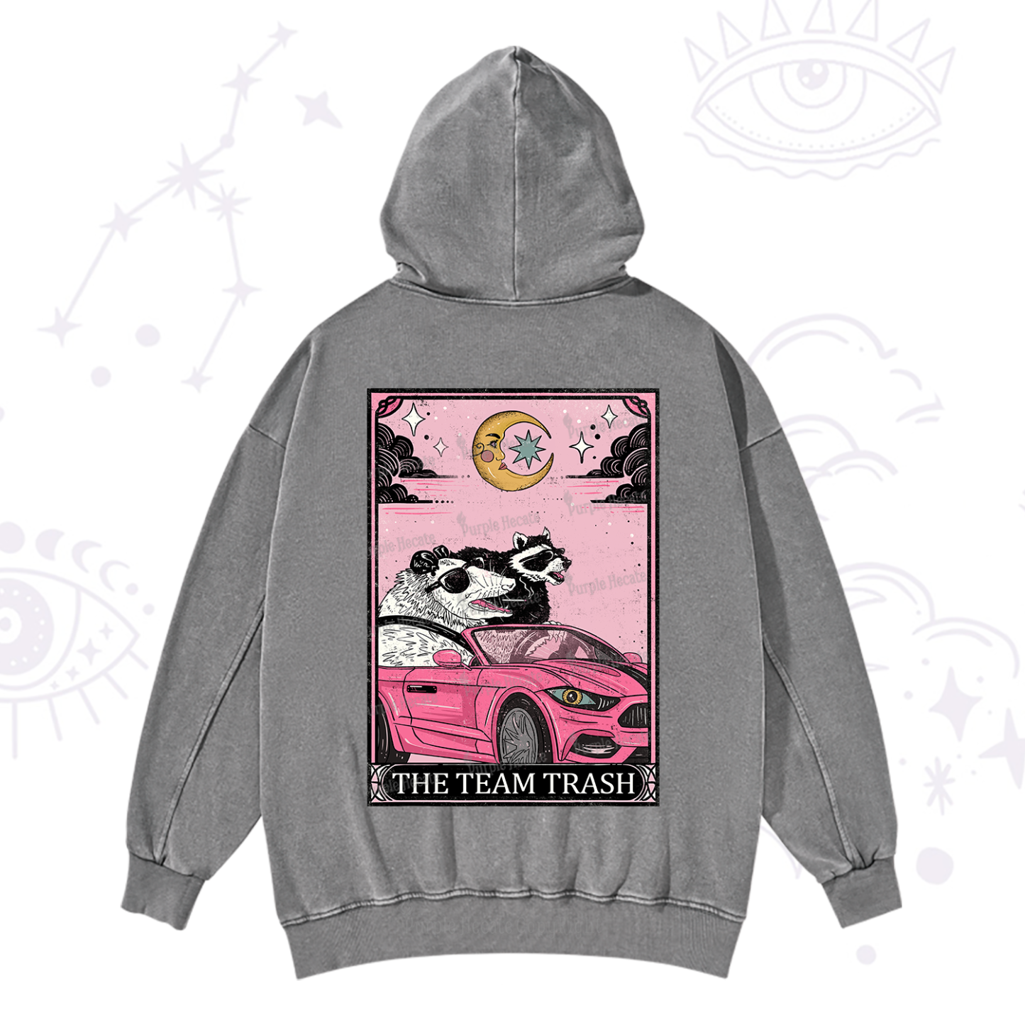 Purplehecate The Team Trash Tarot Card Washed Hoodie