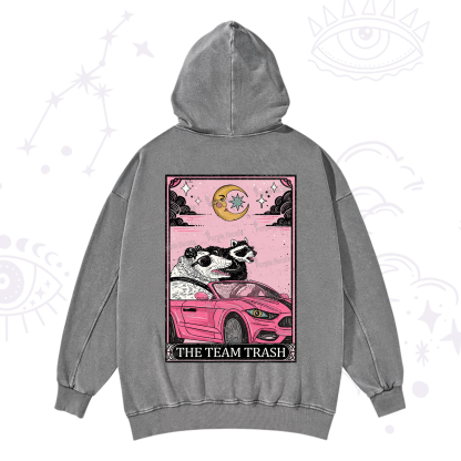 Purplehecate The Team Trash Tarot Card Washed Hoodie