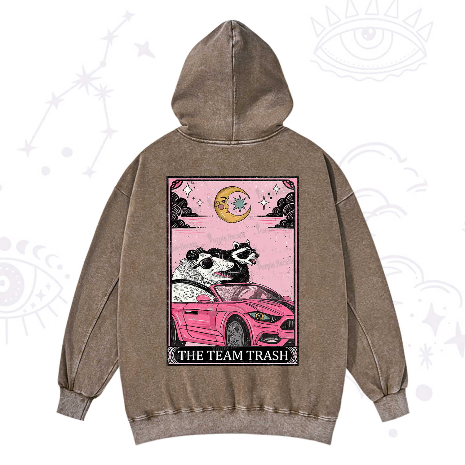 Purplehecate The Team Trash Tarot Card Washed Hoodie