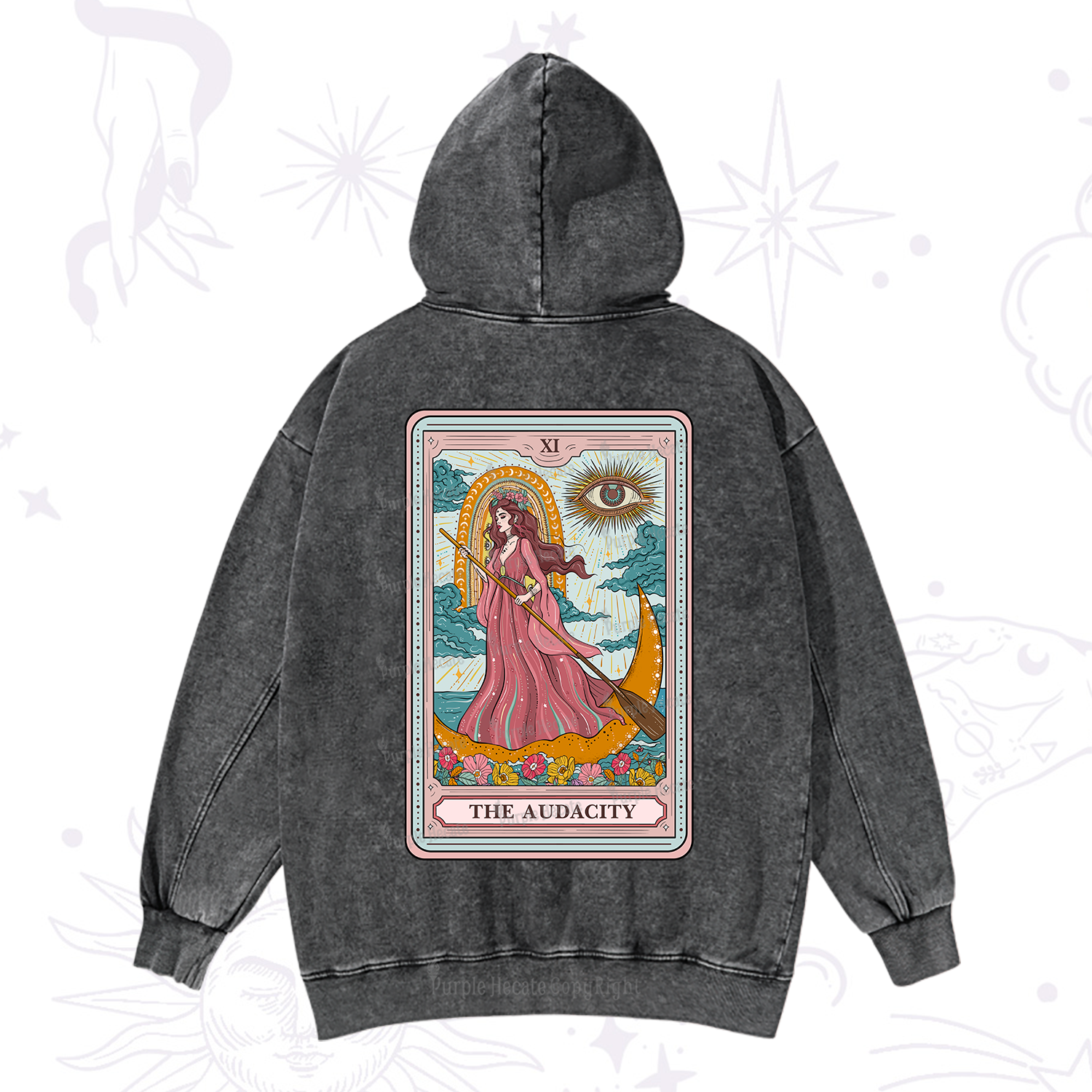 Purplehecate The Audacity Goddess Tarot Washed Hoodie