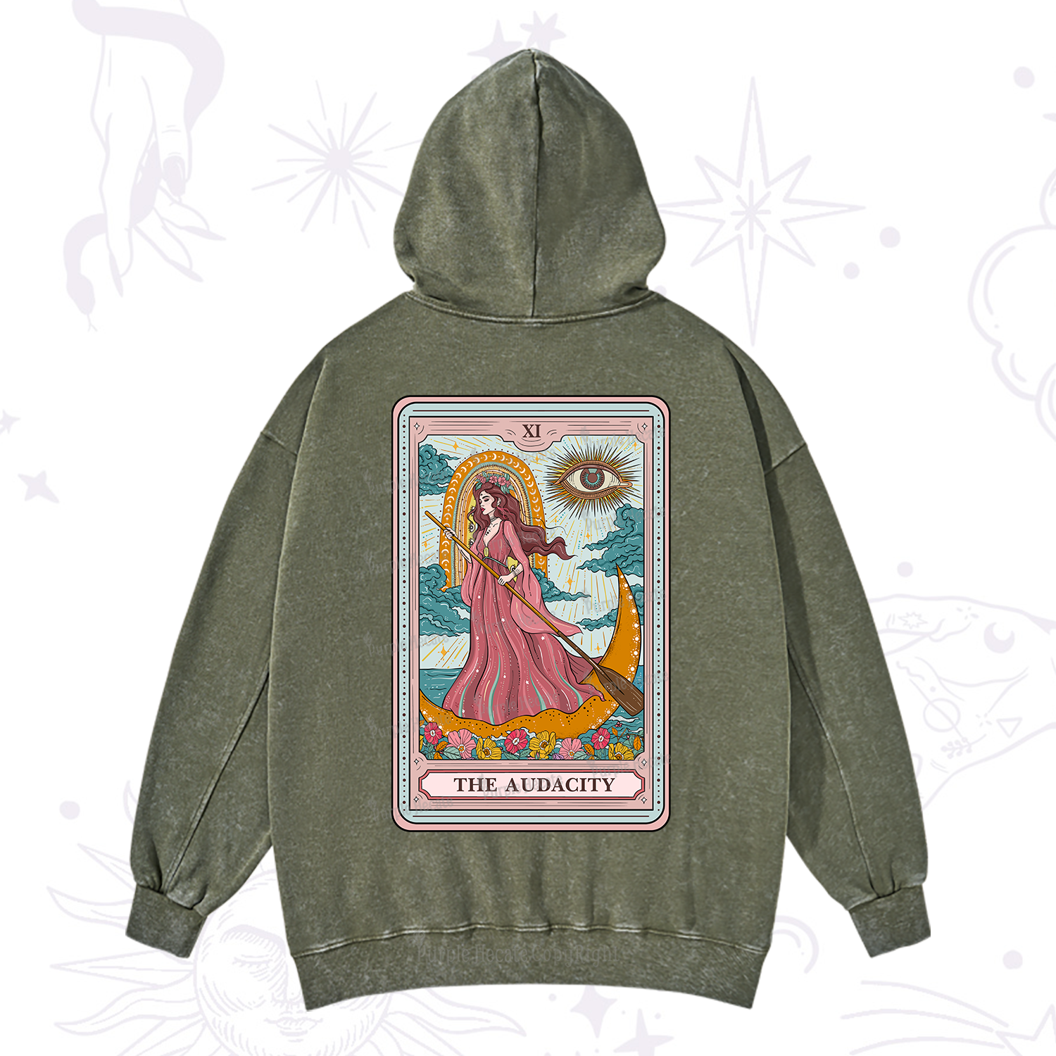 Purplehecate The Audacity Goddess Tarot Washed Hoodie