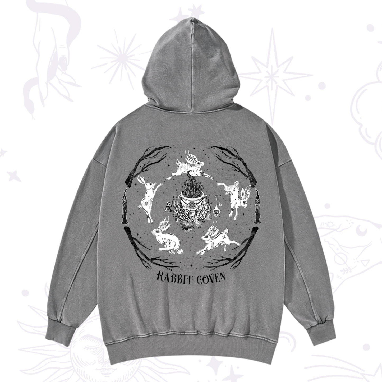 Purplehecate Rabbit Coven Washed Hoodie