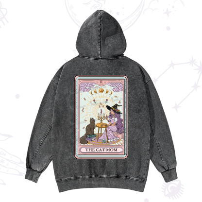 Purplehecate The Cat Witch Mom Tarot Washed Hoodie