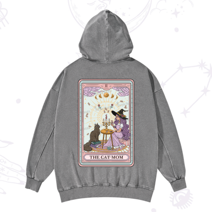 Purplehecate The Cat Witch Mom Tarot Washed Hoodie