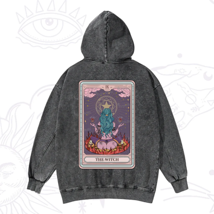 Purplehecate The Witch Tarot Card Washed Hoodie