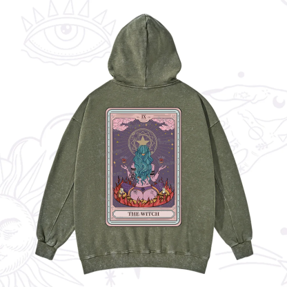 Purplehecate The Witch Tarot Card Washed Hoodie