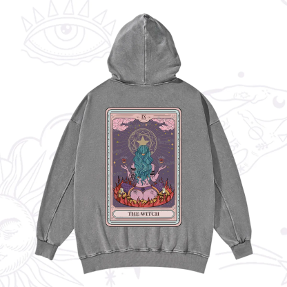 Purplehecate The Witch Tarot Card Washed Hoodie