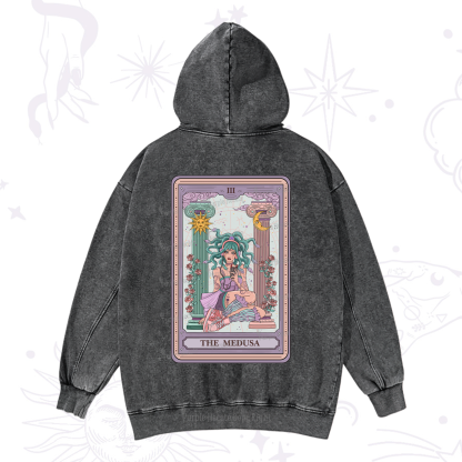 Purplehecate The Fashionable Medusa Tarot Card Washed Hoodie