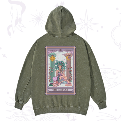 Purplehecate The Fashionable Medusa Tarot Card Washed Hoodie