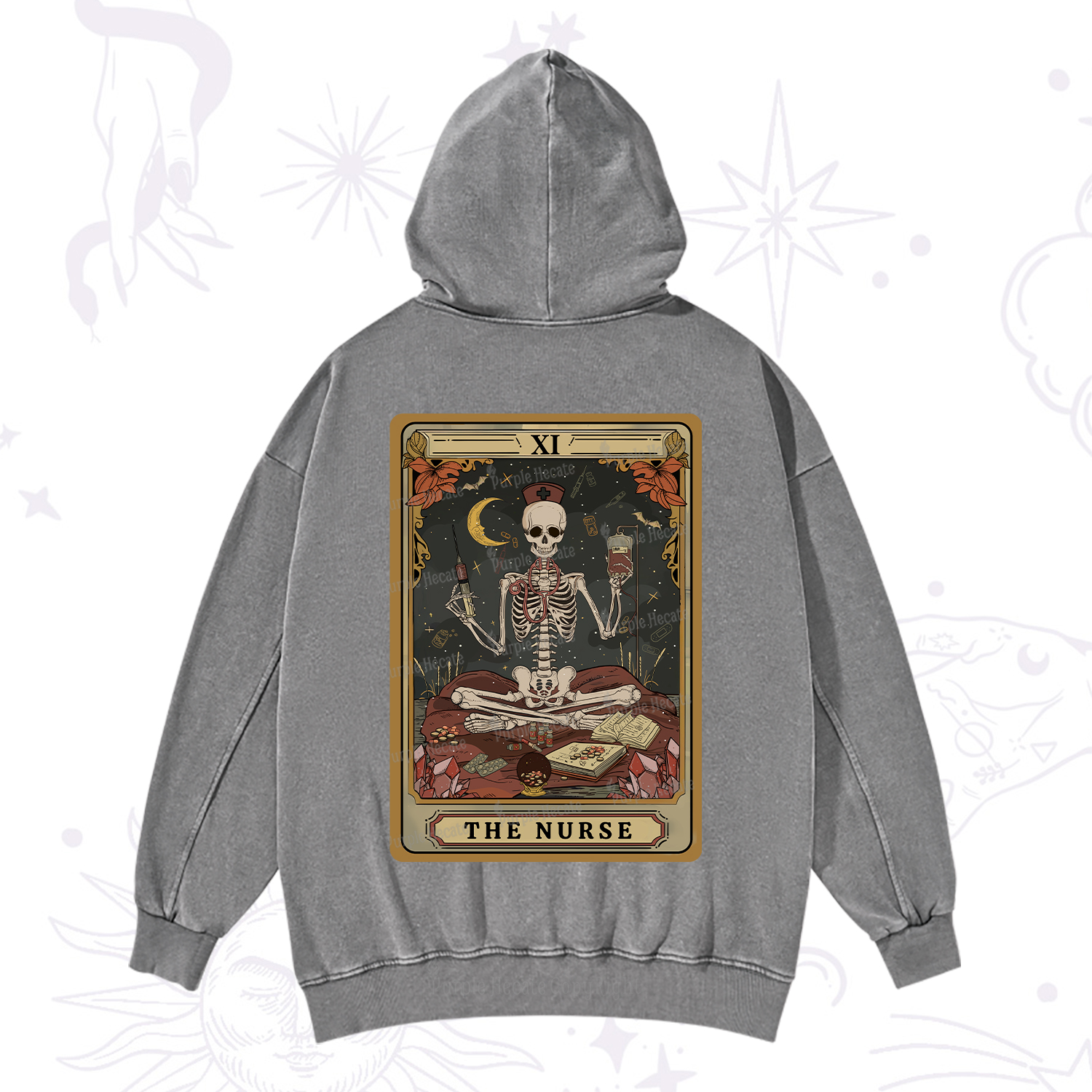 Purplehecate The Nurse Tarot Washed Hoodie