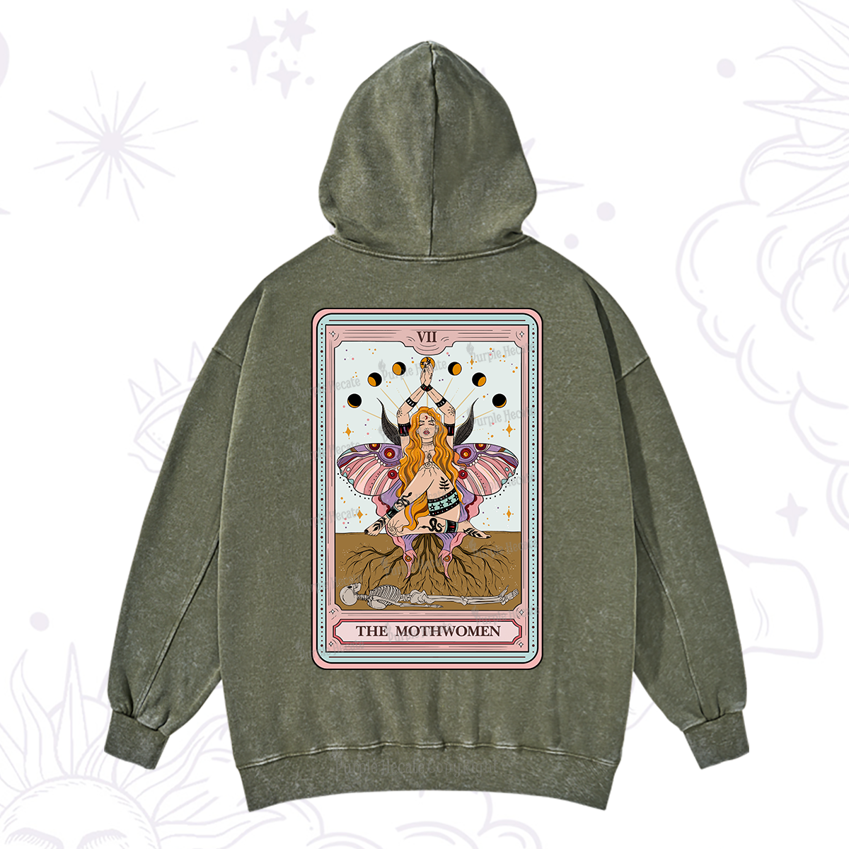 Purplehecate The Mothwomen Tarot Washed Hoodie