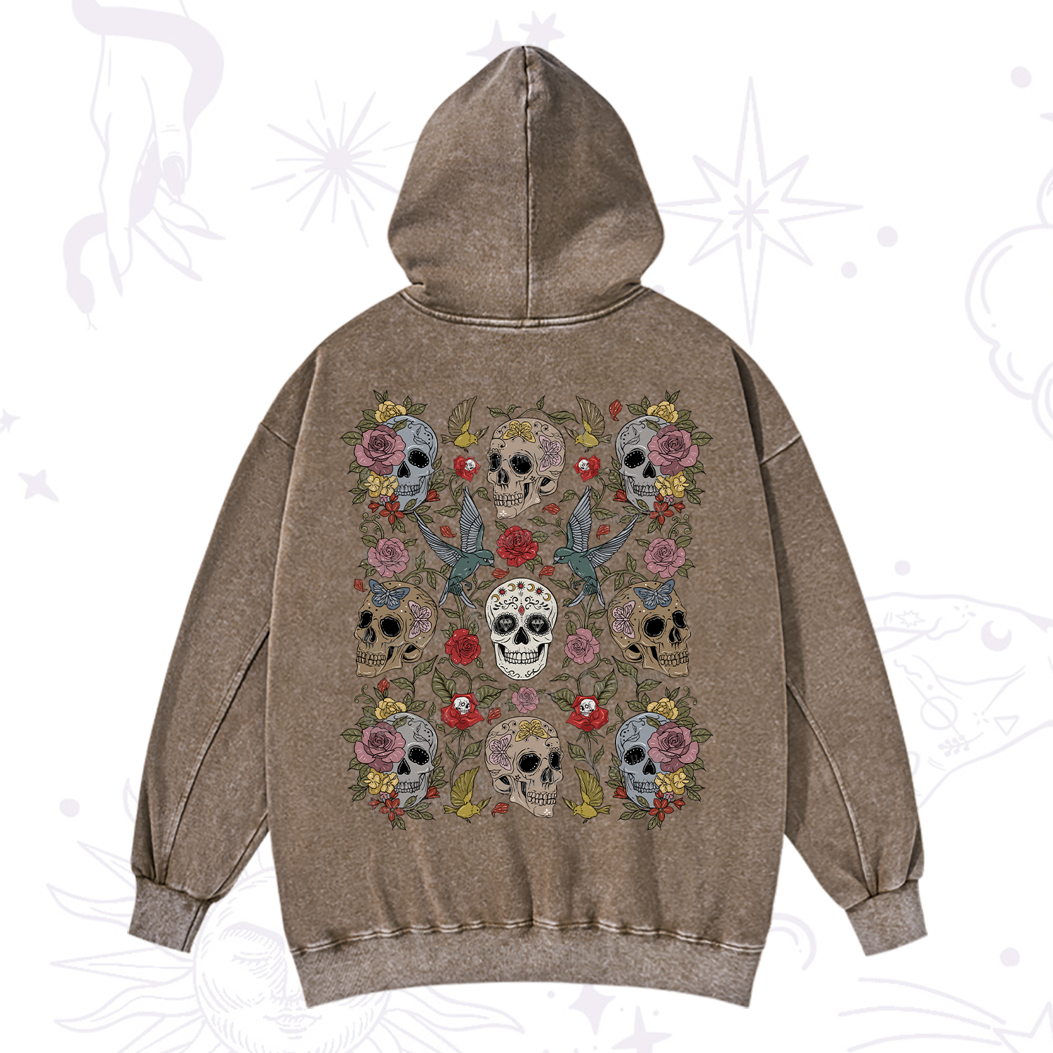 Purplehecate Skull Garden Washed Hoodie