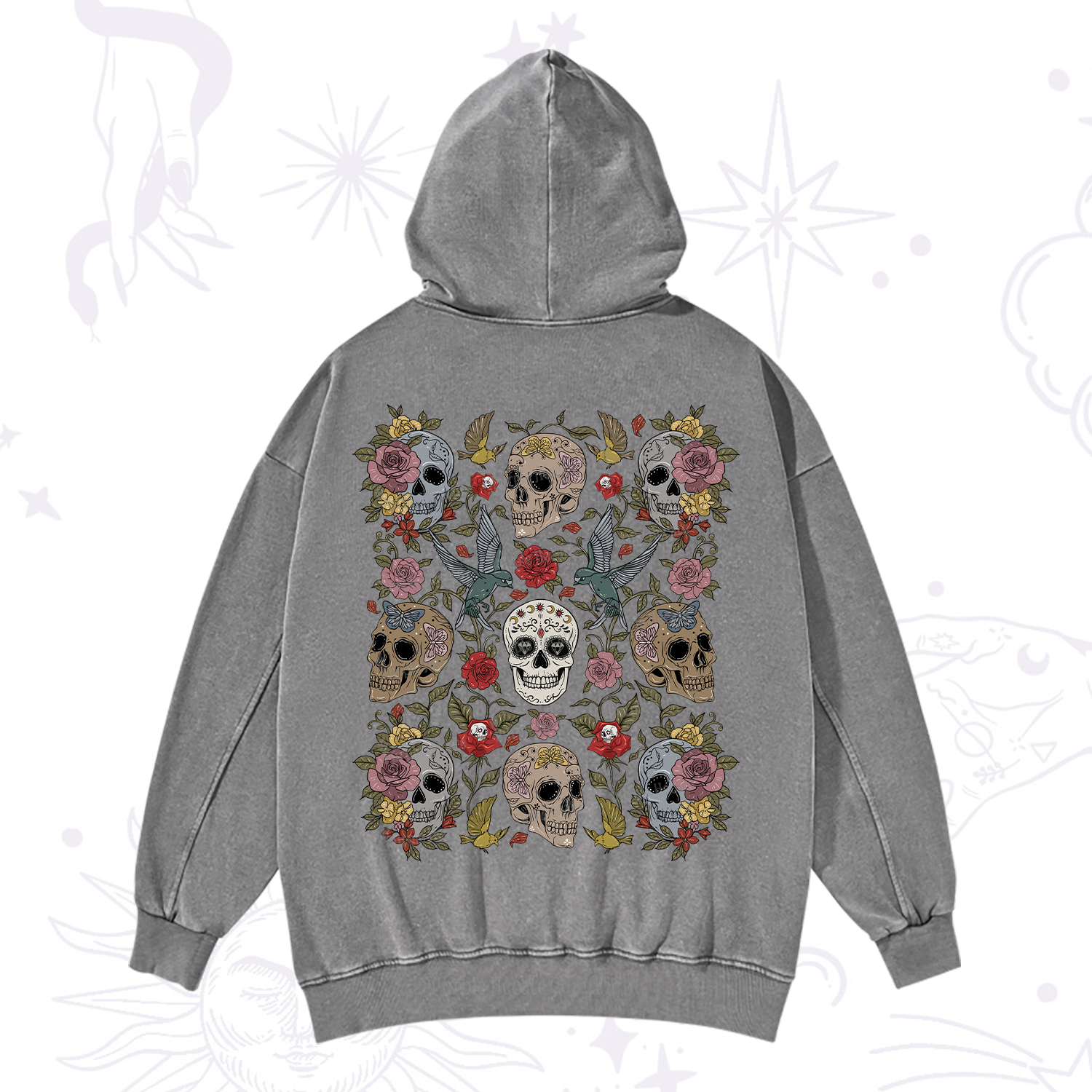 Purplehecate Skull Garden Washed Hoodie