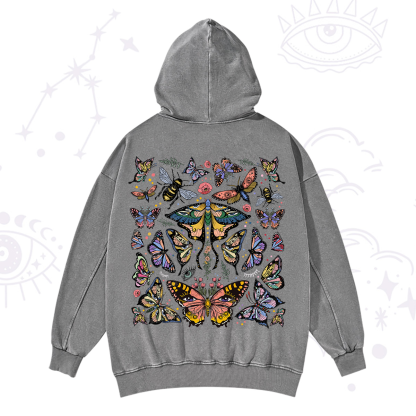 Purplehecate Mystical Butterfly & Moth Washed Hoodie