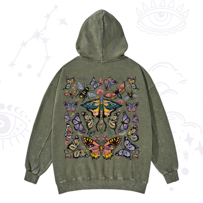 Purplehecate Mystical Butterfly & Moth Washed Hoodie