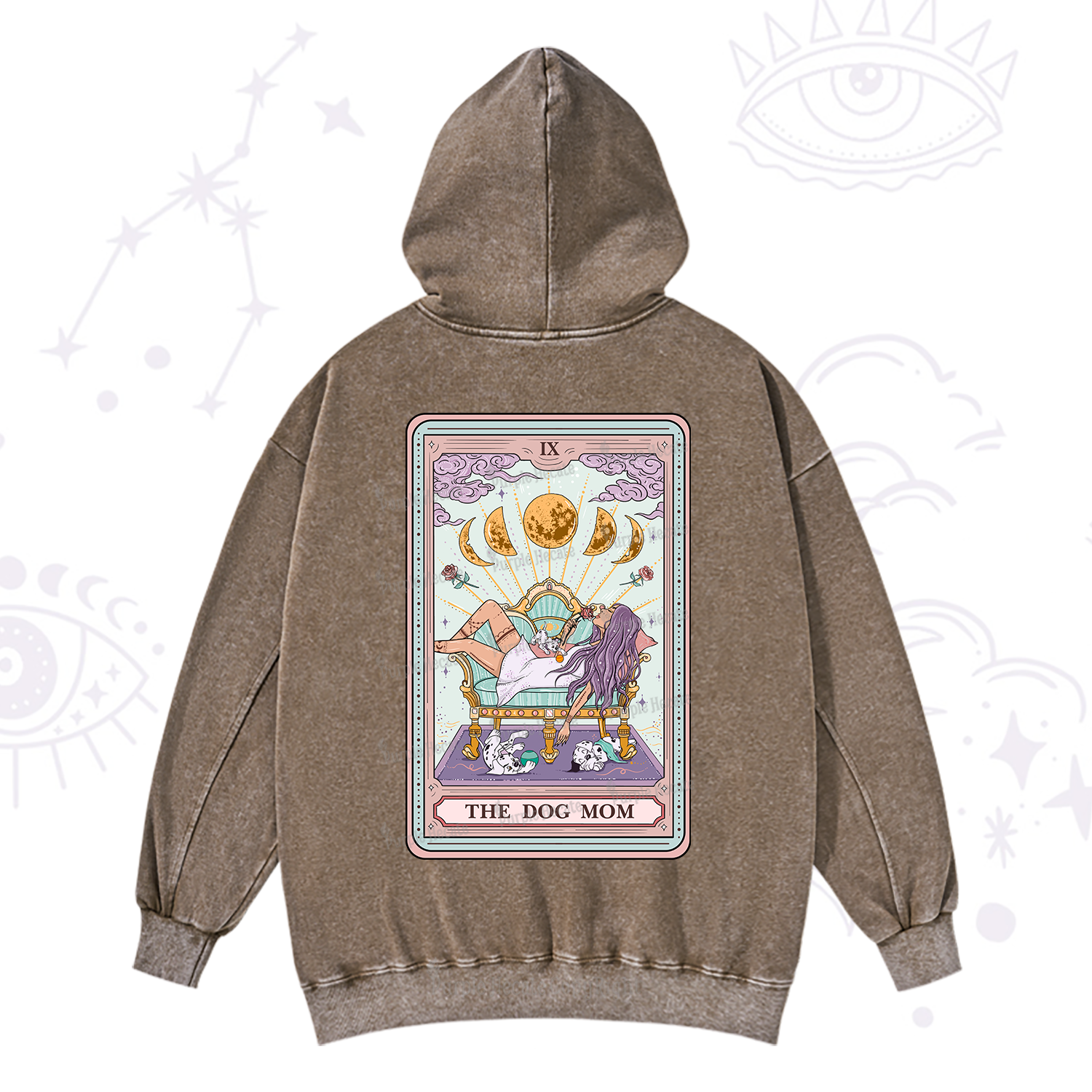 Purplehecate The Dog Mom Tarot Card Washed Hoodie