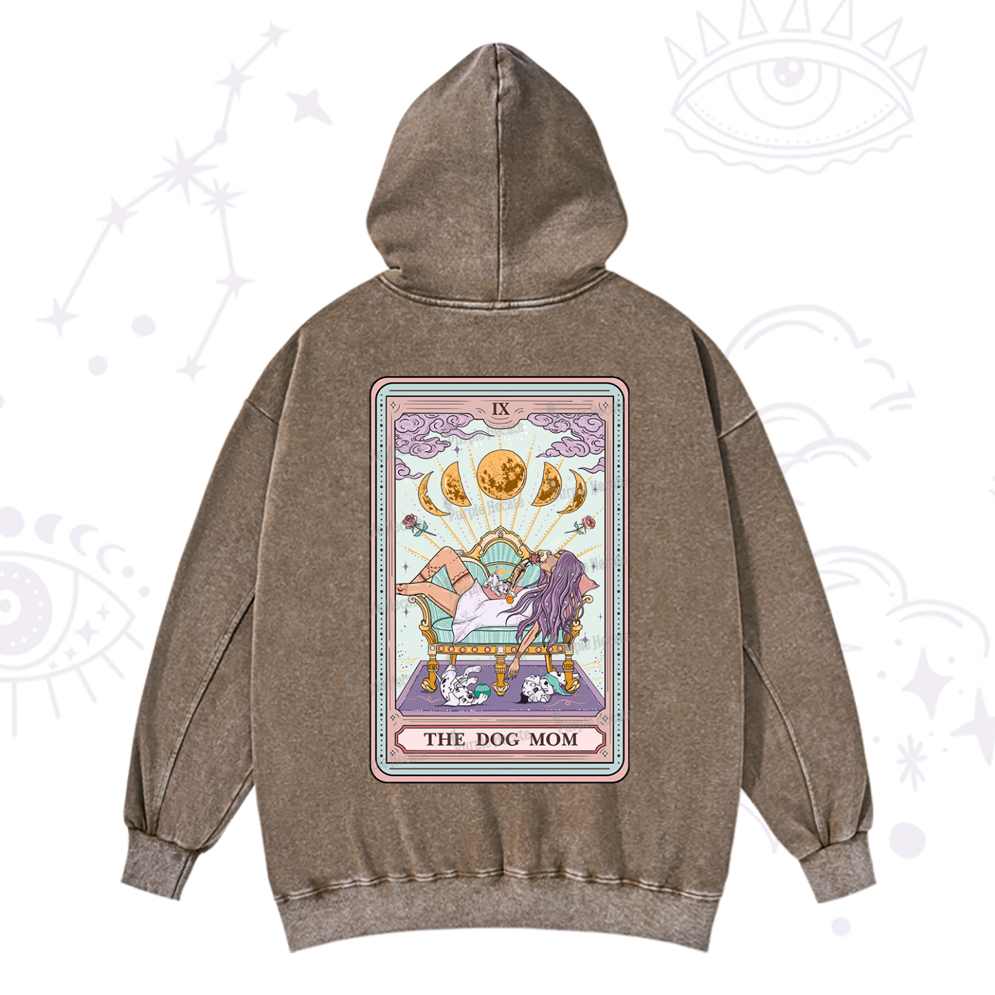 Purplehecate The Dog Mom Tarot Card Washed Hoodie