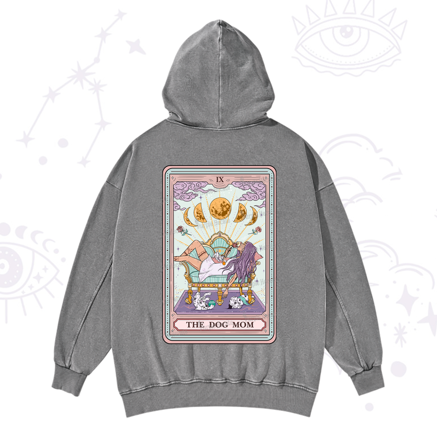 Purplehecate The Dog Mom Tarot Card Washed Hoodie