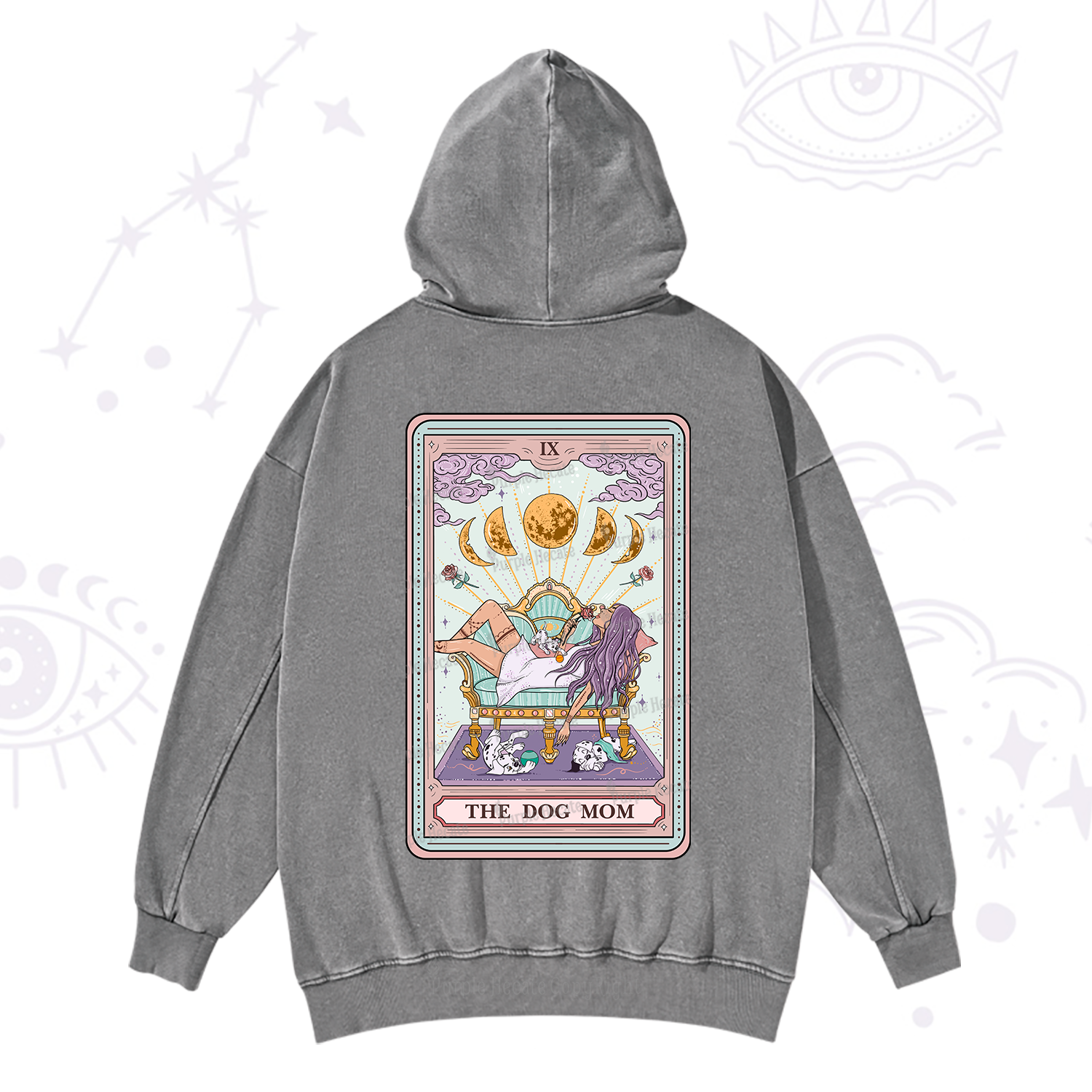 Purplehecate The Dog Mom Tarot Card Washed Hoodie