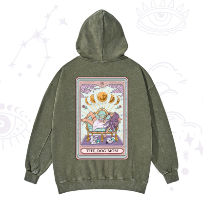 Purplehecate The Dog Mom Tarot Card Washed Hoodie