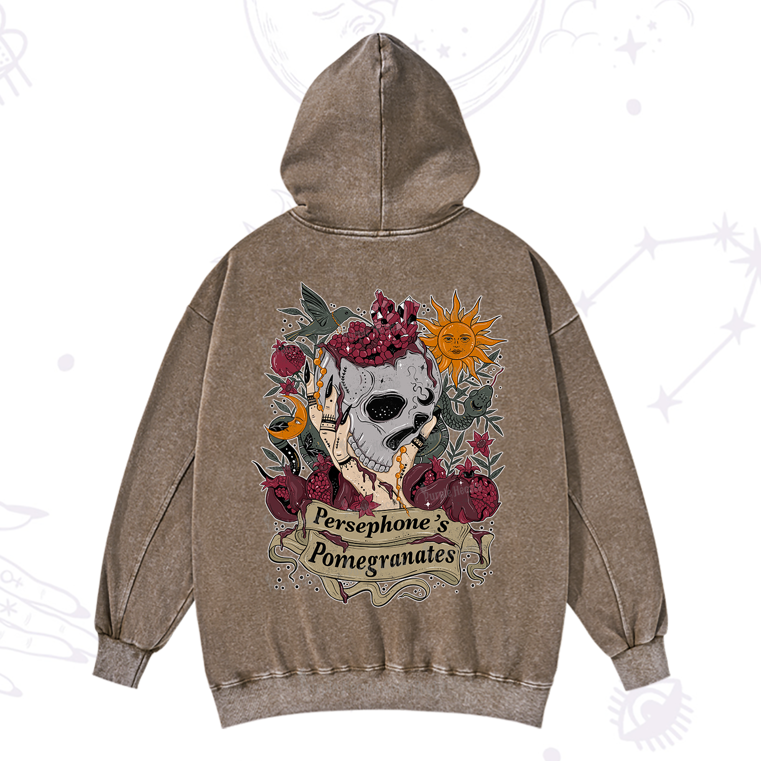 Purplehecate Persephone's Pomegranates Washed Hoodie