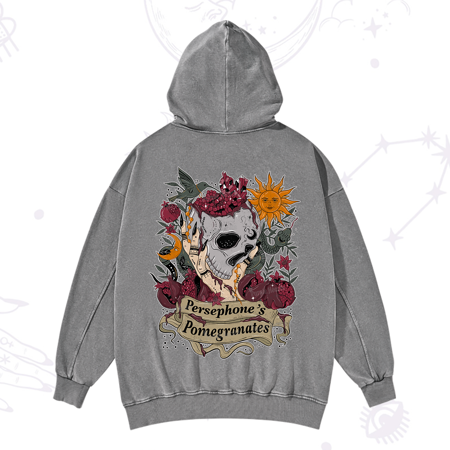 Purplehecate Persephone's Pomegranates Washed Hoodie