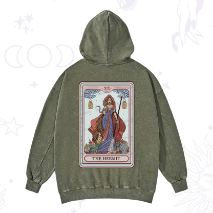 Purplehecate The Hermit Tarot Card Washed Hoodie