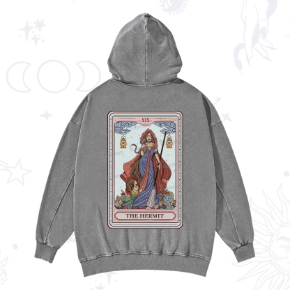 Purplehecate The Hermit Tarot Card Washed Hoodie