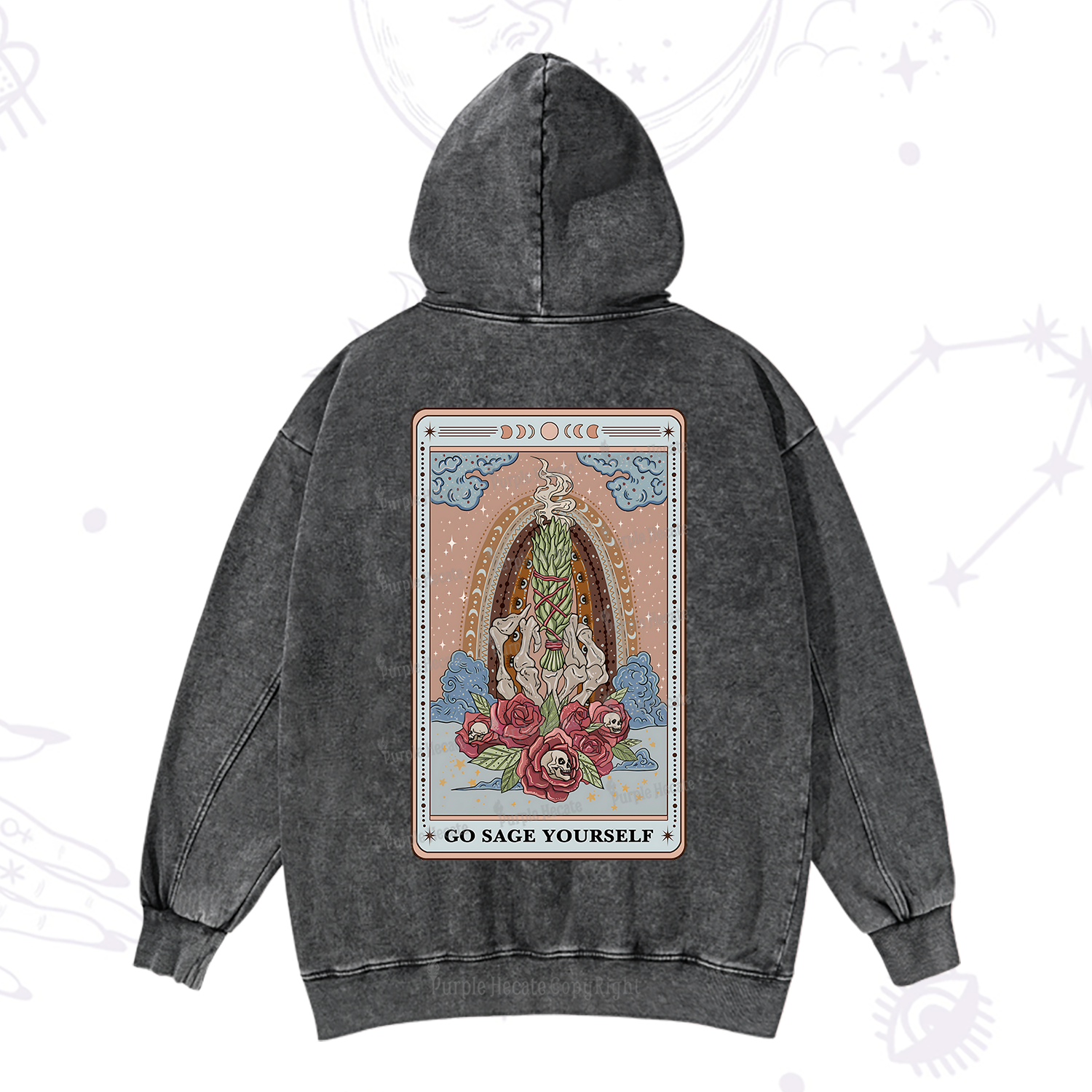 Purplehecate The Go Sage Yourself Tarot Washed Hoodie