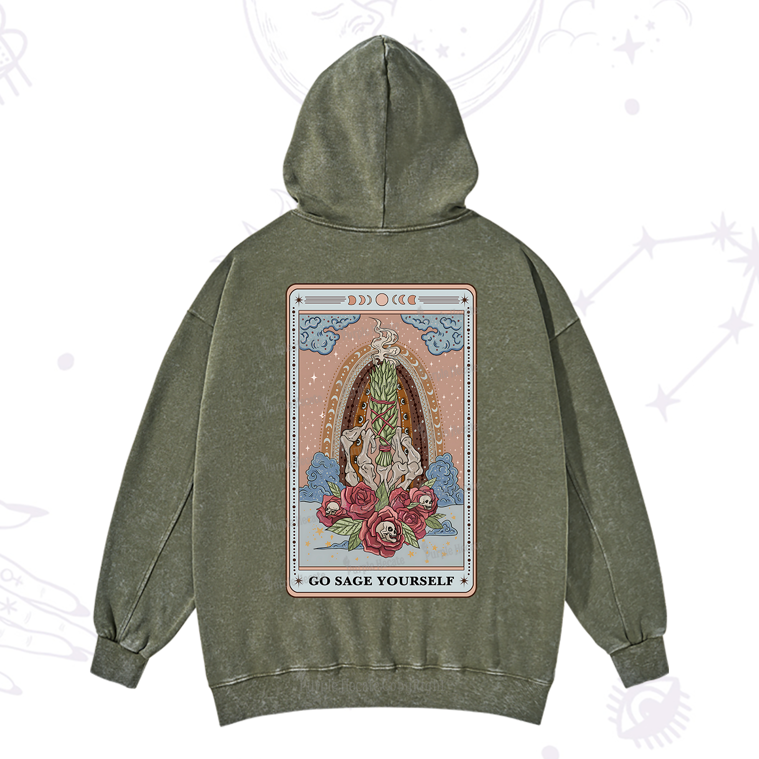 Purplehecate The Go Sage Yourself Tarot Washed Hoodie