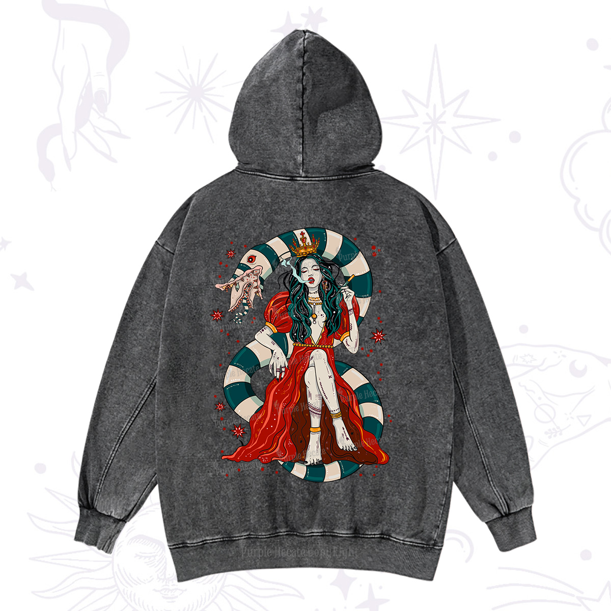 Purplehecate Queen of the Sandworms Washed Hoodie