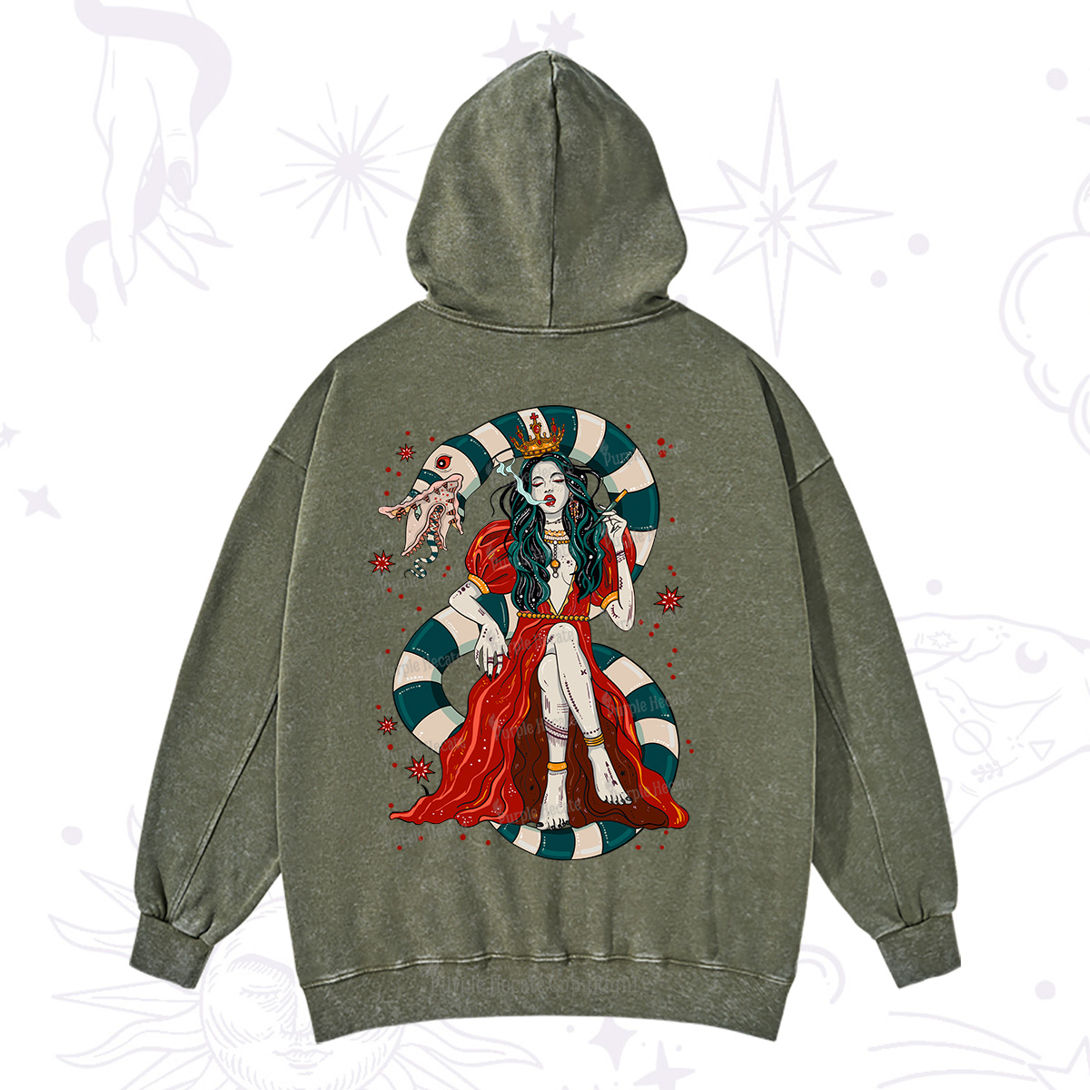 Purplehecate Queen of the Sandworms Washed Hoodie