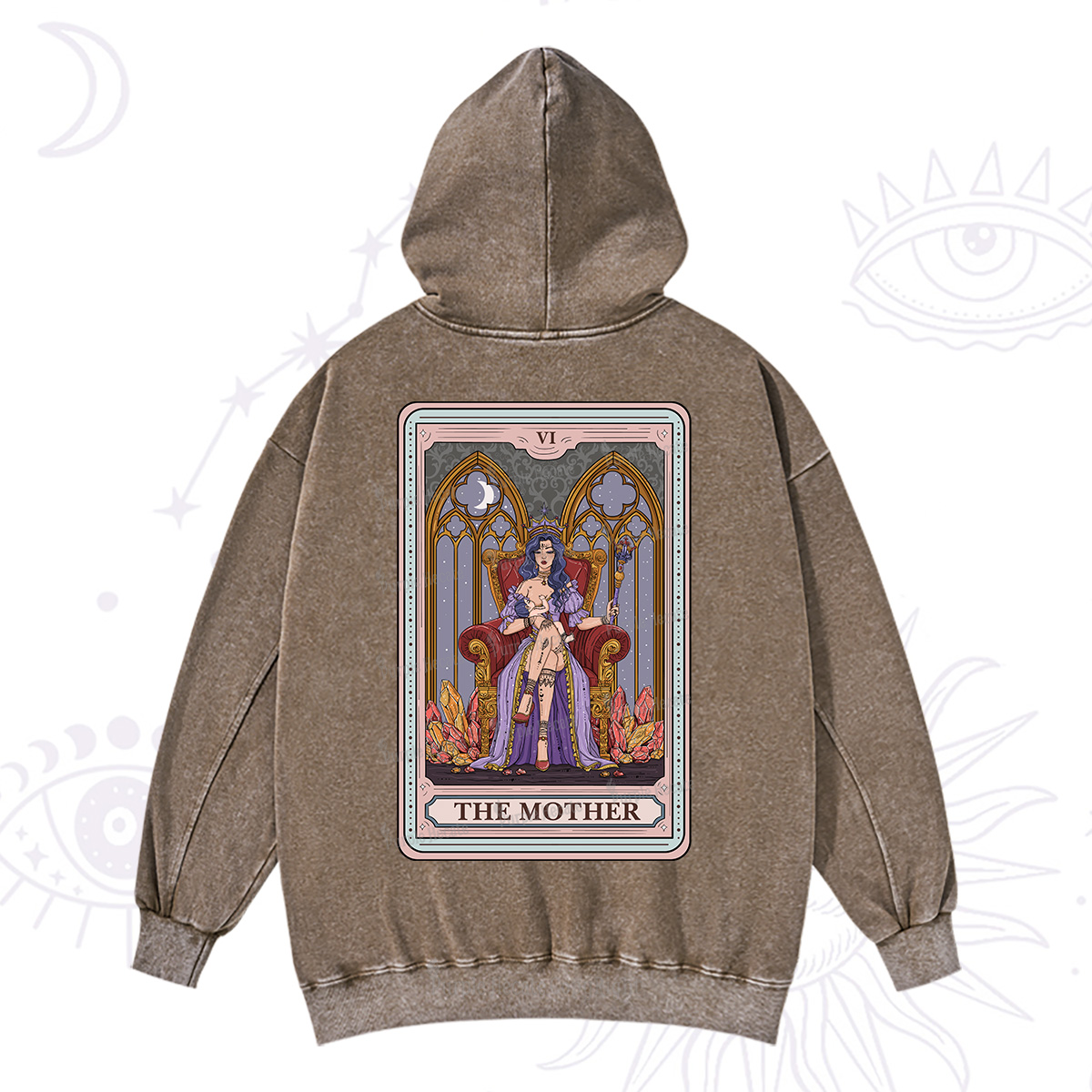 Purplehecate The Mother Tarot Card Washed Hoodie