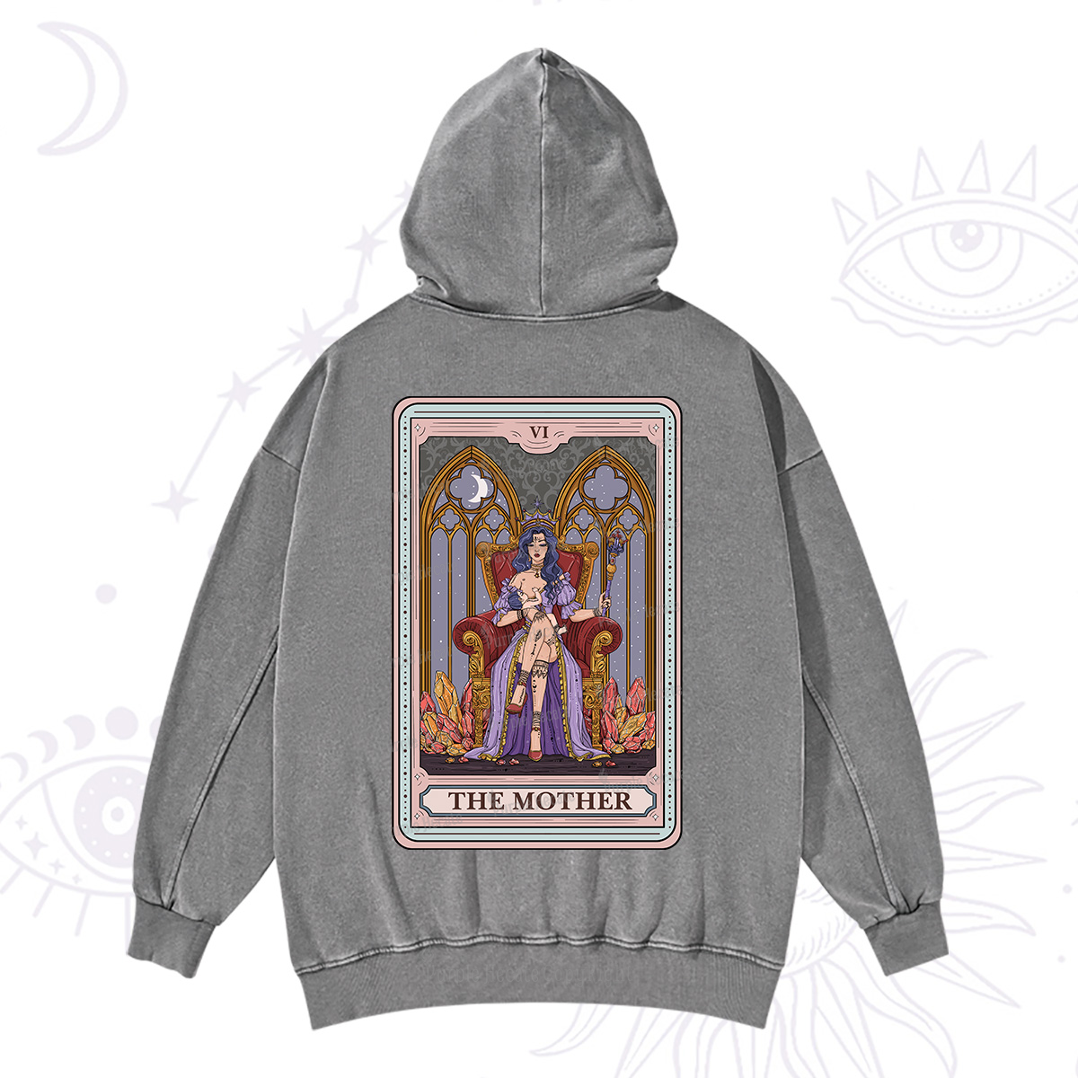 Purplehecate The Mother Tarot Card Washed Hoodie