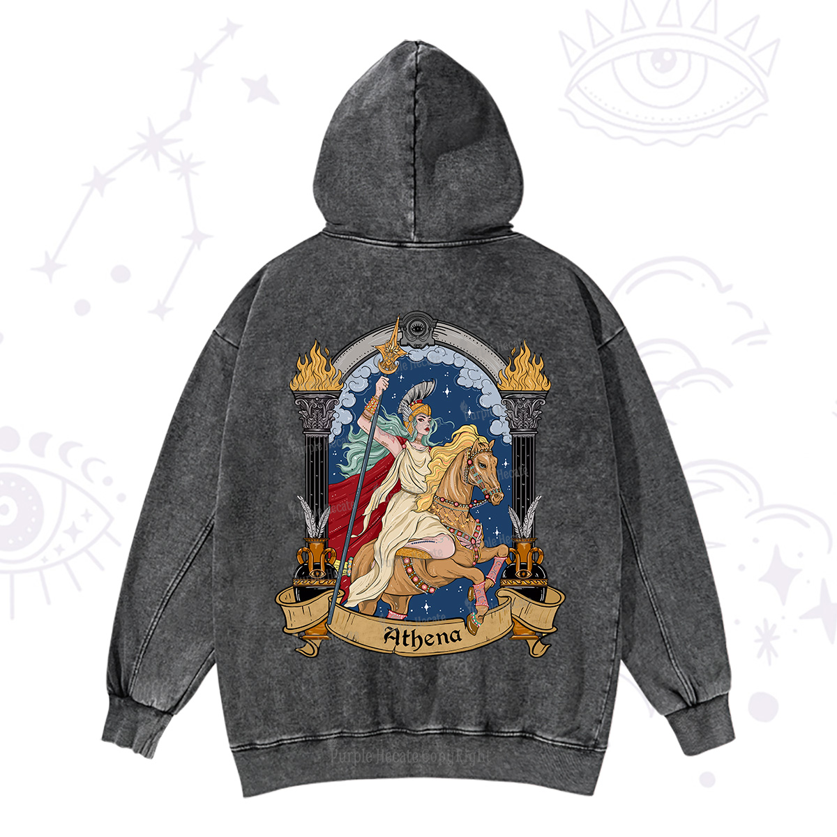 Purplehecate The Mighty Goddess Athena Washed Hoodie