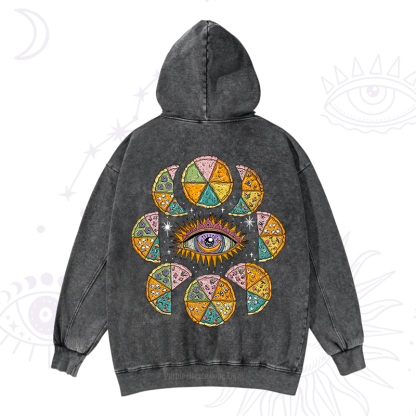 Purplehecate Moon Phase Pizza Washed Hoodie