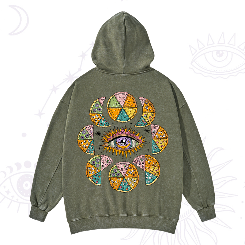 Purplehecate Moon Phase Pizza Washed Hoodie