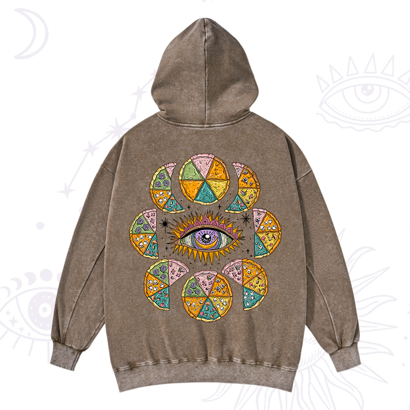Purplehecate Moon Phase Pizza Washed Hoodie