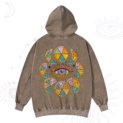 Purplehecate Moon Phase Pizza Washed Hoodie
