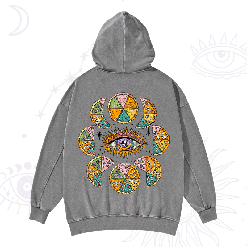 Purplehecate Moon Phase Pizza Washed Hoodie