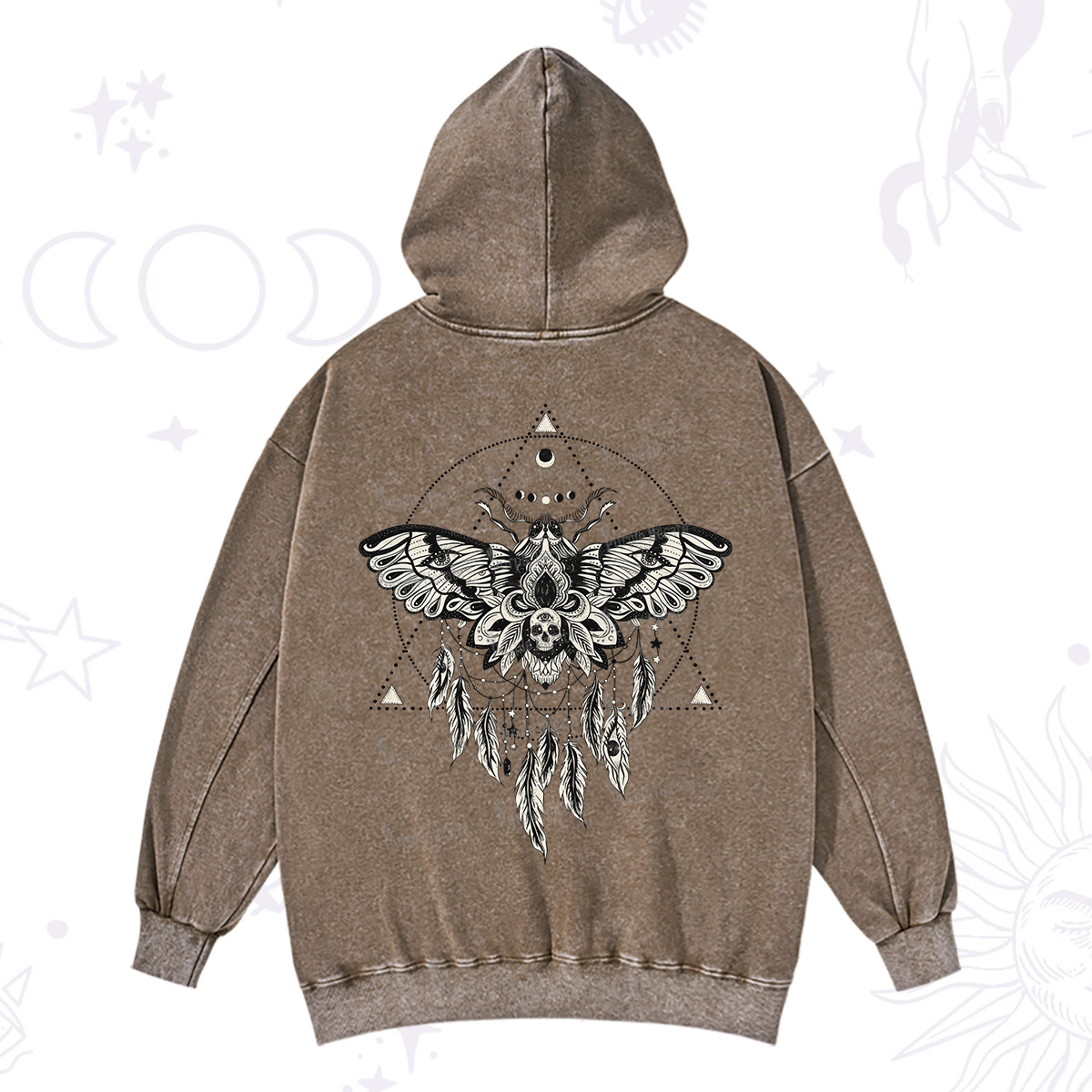 Purplehecate Mystical Luna Moth Washed Hoodie